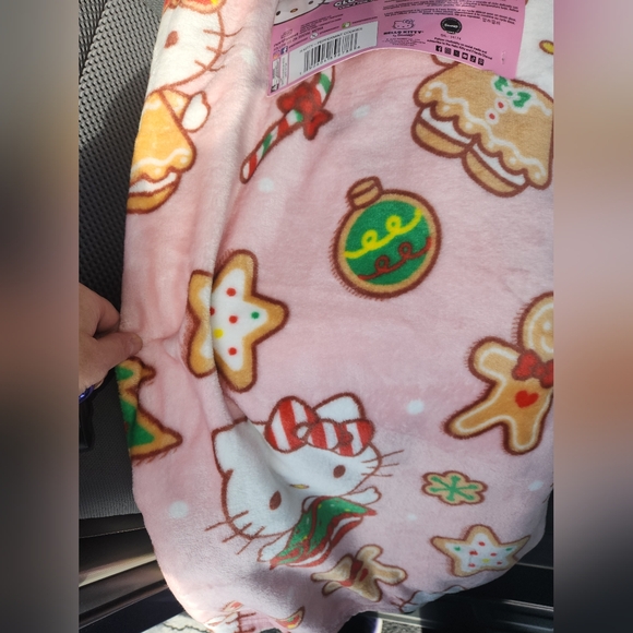Pink Hello Kitty Christmas Gingerbread Cookie Blanket - Picture 3 of 6